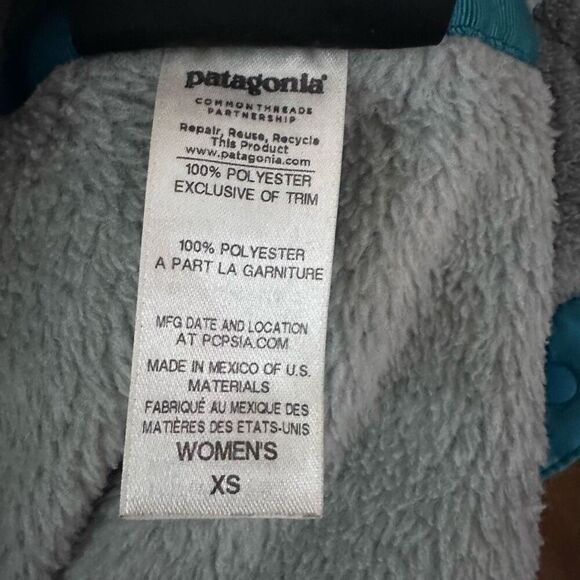 Patagonia Re-Tool Snap T Fleece Pullover Gray Teal Quarter Snap Kangaroo Pocket - Picture 6 of 13